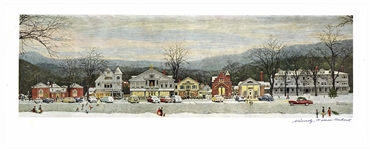 Norman Rockwell Signed Print of His Beloved Piece Stockbridge Main Street at Christmas